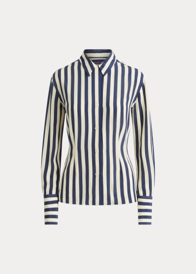 Ralph Lauren Vanna Striped Silk Skjorter Dame Danmark (UFDJS9052)